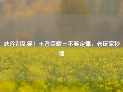 峡谷别乱笑！王者荣耀三不笑定律，老玩家秒懂
