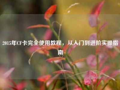 2015年CF卡完全使用教程，从入门到进阶实操指南