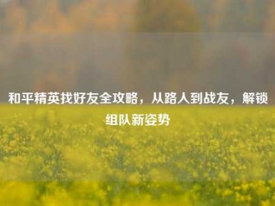 和平精英找好友全攻略，从路人到战友，解锁组队新姿势