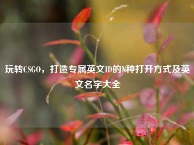 玩转CSGO，打造专属英文ID的N种打开方式及英文名字大全