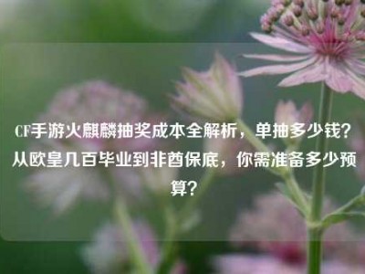 CF手游火麒麟抽奖成本全解析，单抽多少钱？从欧皇几百毕业到非酋保底，你需准备多少预算？