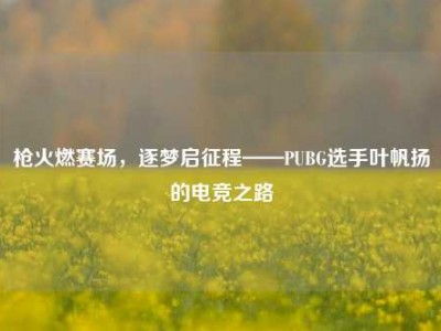 枪火燃赛场，逐梦启征程——PUBG选手叶帆扬的电竞之路