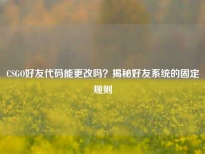 CSGO好友代码能更改吗？揭秘好友系统的固定规则