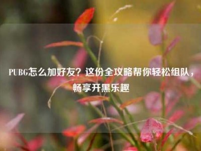 PUBG怎么加好友？这份全攻略帮你轻松组队，畅享开黑乐趣