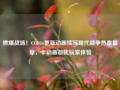 燃爆战场！COD16更新动画续写现代战争热血篇章，卡动画却扰玩家体验