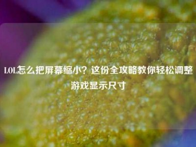 LOL怎么把屏幕缩小？这份全攻略教你轻松调整游戏显示尺寸