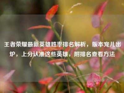 王者荣耀最新英雄胜率排名解析，版本宠儿出炉，上分认准这些英雄，附排名查看方法