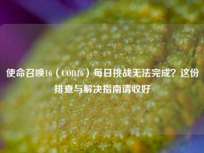 使命召唤16（COD16）每日挑战无法完成？这份排查与解决指南请收好