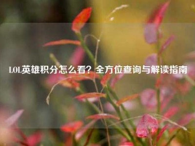 LOL英雄积分怎么看？全方位查询与解读指南