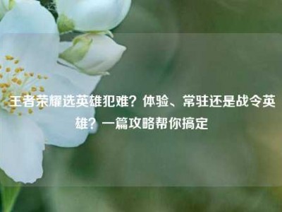 王者荣耀选英雄犯难？体验、常驻还是战令英雄？一篇攻略帮你搞定