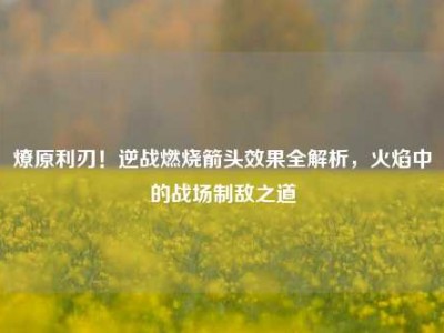 燎原利刃！逆战燃烧箭头效果全解析，火焰中的战场制敌之道