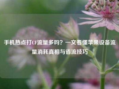 手机热点打CF流量多吗？一文看懂苹果设备流量消耗真相与省流技巧