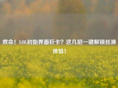 救命！LOL初始界面巨卡？这几招一键解锁丝滑体验！