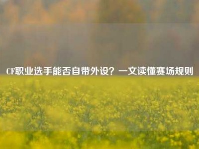 CF职业选手能否自带外设？一文读懂赛场规则
