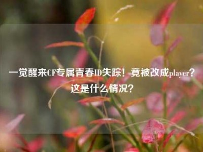 一觉醒来CF专属青春ID失踪！竟被改成player？这是什么情况？