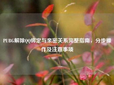 PUBG解除QQ绑定与亲密关系完整指南，分步操作及注意事项