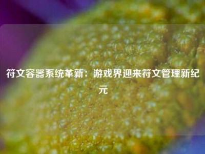 符文容器系统革新：游戏界迎来符文管理新纪元