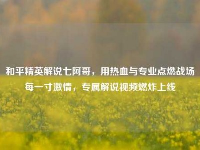 和平精英解说七阿哥，用热血与专业点燃战场每一寸激情，专属解说视频燃炸上线