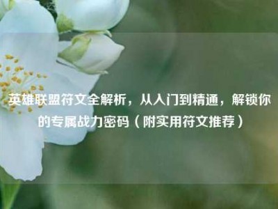 英雄联盟符文全解析，从入门到精通，解锁你的专属战力密码（附实用符文推荐）