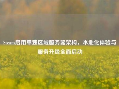 Steam启用单独区域服务器架构，本地化体验与服务升级全面启动