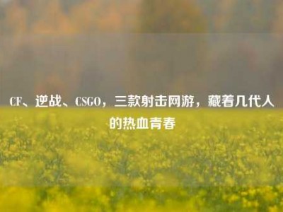 CF、逆战、CSGO，三款射击网游，藏着几代人的热血青春