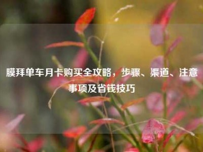 膜拜单车月卡购买全攻略，步骤、渠道、注意事项及省钱技巧
