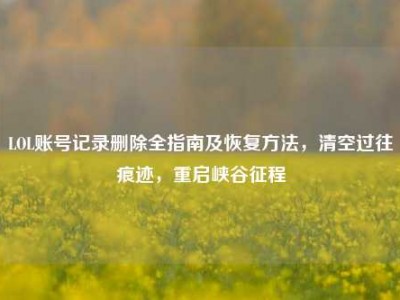 LOL账号记录删除全指南及恢复方法，清空过往痕迹，重启峡谷征程