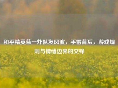 和平精英蓝一炸队友风波，手雷背后，游戏规则与情绪边界的交锋