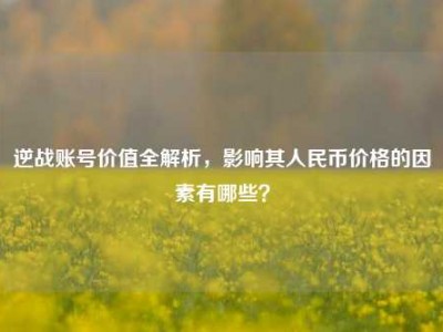 逆战账号价值全解析，影响其人民币价格的因素有哪些？