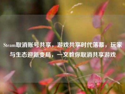 Steam取消账号共享，游戏共享时代落幕，玩家与生态迎新变局，一文教你取消共享游戏