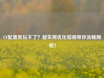 CF配置低玩不了？超实用优化指南帮你流畅刚枪！