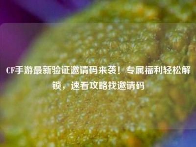 CF手游最新验证邀请码来袭！专属福利轻松解锁，速看攻略找邀请码