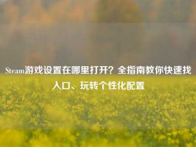 Steam游戏设置在哪里打开？全指南教你快速找入口、玩转个性化配置