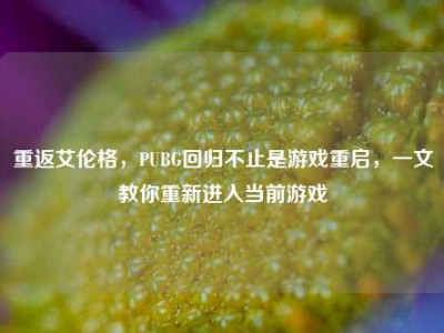 重返艾伦格，PUBG回归不止是游戏重启，一文教你重新进入当前游戏