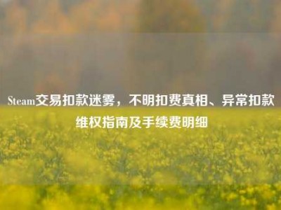 Steam交易扣款迷雾，不明扣费真相、异常扣款维权指南及手续费明细