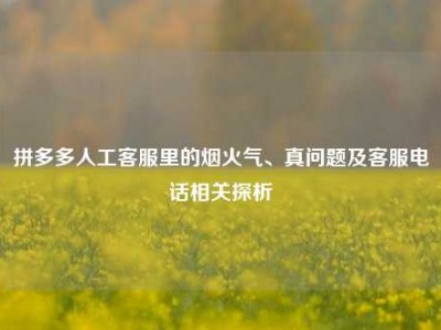 拼多多人工客服里的烟火气、真问题及客服电话相关探析