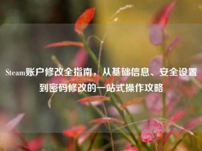 Steam账户修改全指南，从基础信息、安全设置到密码修改的一站式操作攻略