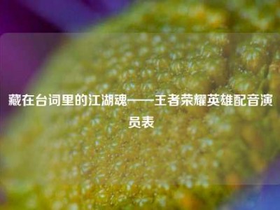 藏在台词里的江湖魂——王者荣耀英雄配音演员表