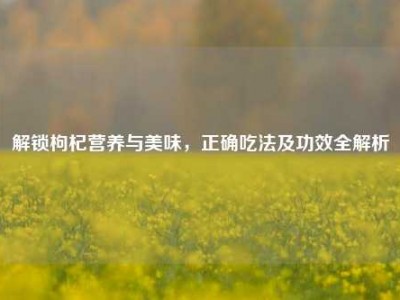 解锁枸杞营养与美味，正确吃法及功效全解析