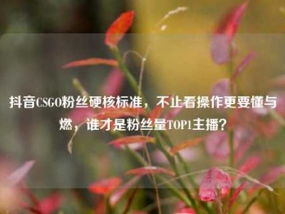 抖音CSGO粉丝硬核标准，不止看操作更要懂与燃，谁才是粉丝量TOP1主播？