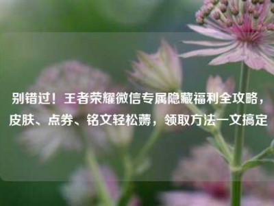 别错过！王者荣耀微信专属隐藏福利全攻略，皮肤、点券、铭文轻松薅，领取方法一文搞定
