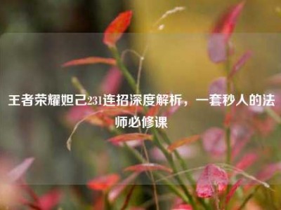 王者荣耀妲己231连招深度解析，一套秒人的法师必修课