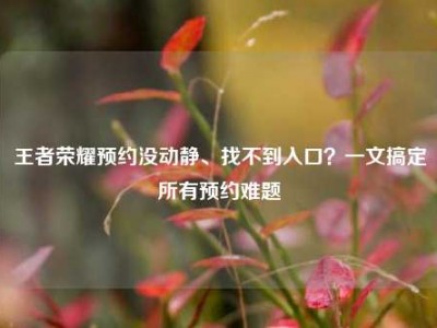 王者荣耀预约没动静、找不到入口？一文搞定所有预约难题