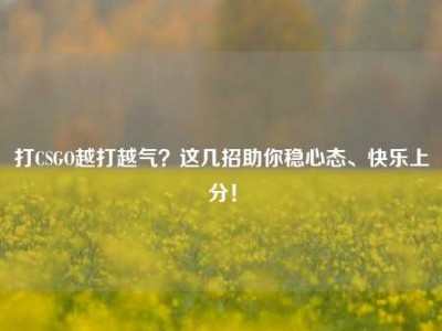 打CSGO越打越气？这几招助你稳心态、快乐上分！