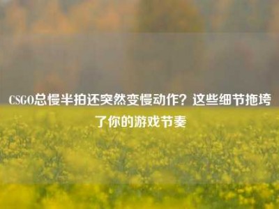 CSGO总慢半拍还突然变慢动作？这些细节拖垮了你的游戏节奏