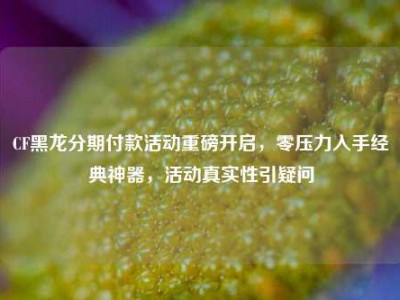 CF黑龙分期付款活动重磅开启，零压力入手经典神器，活动真实性引疑问