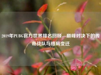 2019年PUBG官方世界排名回顾，巅峰对决下的传奇战队与格局变迁