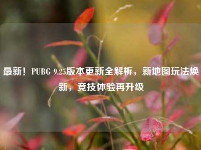 最新！PUBG 9.25版本更新全解析，新地图玩法焕新，竞技体验再升级