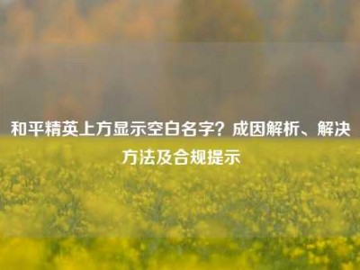 和平精英上方显示空白名字？成因解析、解决方法及合规提示