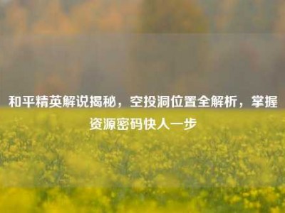 和平精英解说揭秘，空投洞位置全解析，掌握资源密码快人一步